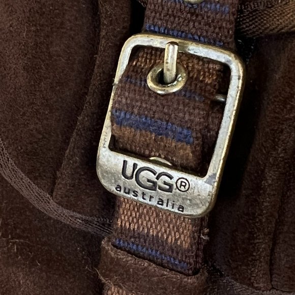 UGG 1895 Retro Cargo Pocket Tall Zip Suede Espresso Brown Sheepskin Boots - Picture 7 of 13